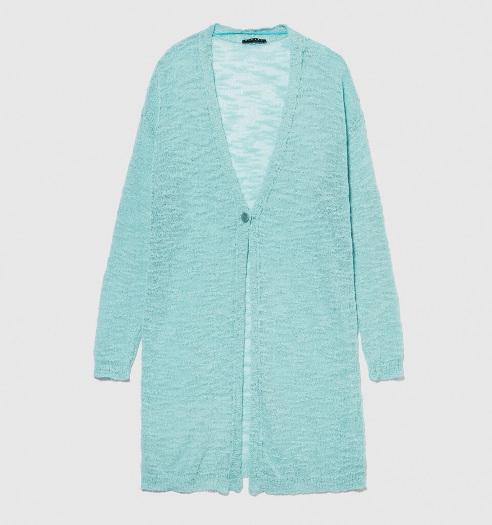 Long cardigan - women's cardigans - Turquoise | Sisley image number 6